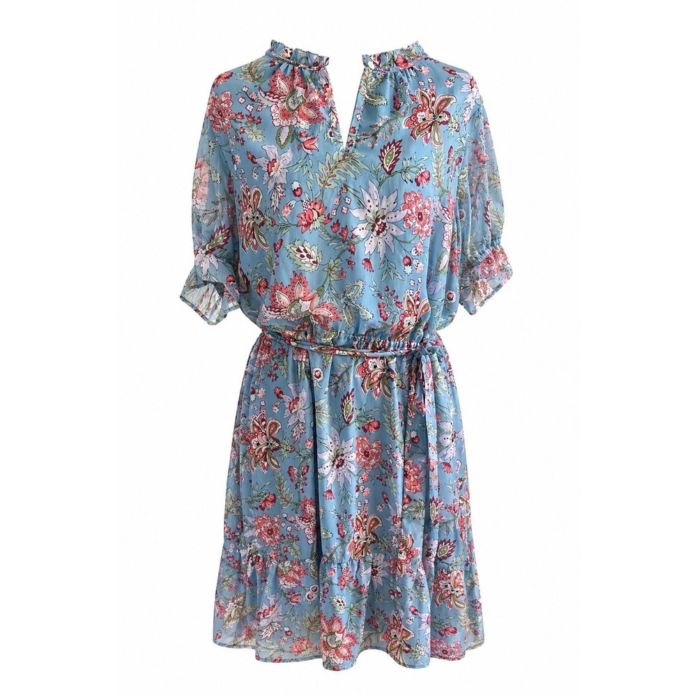 LOFT Floral Chiffon Dress – Size XL – NWT – Ruffle Detail – MSRP $90